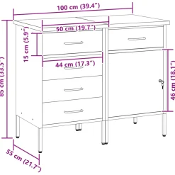 vidaXL Werk kast met lade met slot 2 st Rood en Grijs 100 x 55 x 85 cm