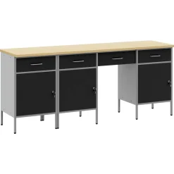 vidaXL Werk kast met lade met slot 4 st Zwart Engineered hout en staal