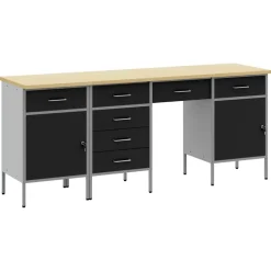 vidaXL Werk kast met lade met slot 4 st Zwart Engineered hout en staal