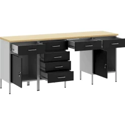vidaXL Werk kast met lade met slot 4 st Zwart Engineered hout en staal