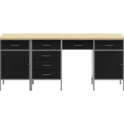 vidaXL Werk kast met lade met slot 4 st Zwart Engineered hout en staal