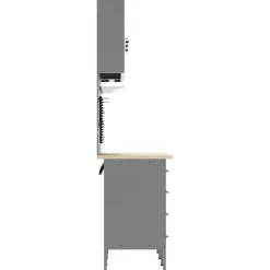 vidaXL Werk kast met lade 8 st Rood en Grijs Engineered hout en staal