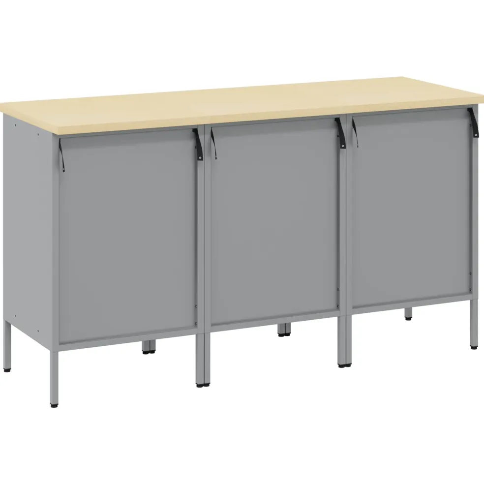 vidaXL Werk kast met lade 3 st Zwart en Grijs 150 x 55 x 85 cm