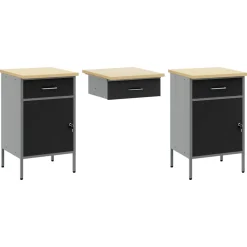 vidaXL Werk kast met lade 7 st Zwart Engineered hout en staal