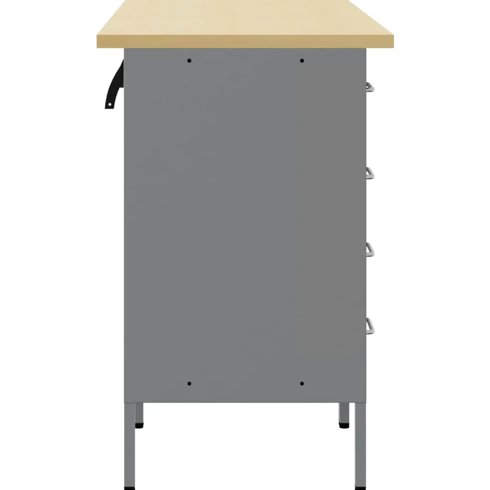 vidaXL Werk kast met lade 3 st Zwart en Grijs 150 x 55 x 85 cm