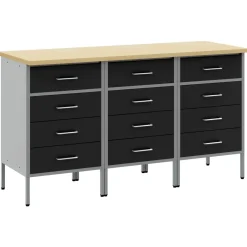 vidaXL Werk kast met lade 3 st Zwart en Grijs 150 x 55 x 85 cm