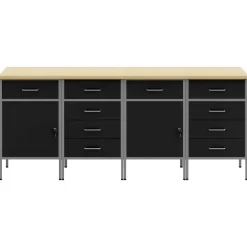 vidaXL Werk kast met lade 4 st Zwart en Grijs 200 x 55 x 85 cm