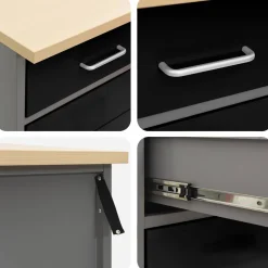 vidaXL Werk kast met lade 4 st Zwart en Grijs 200 x 55 x 85 cm