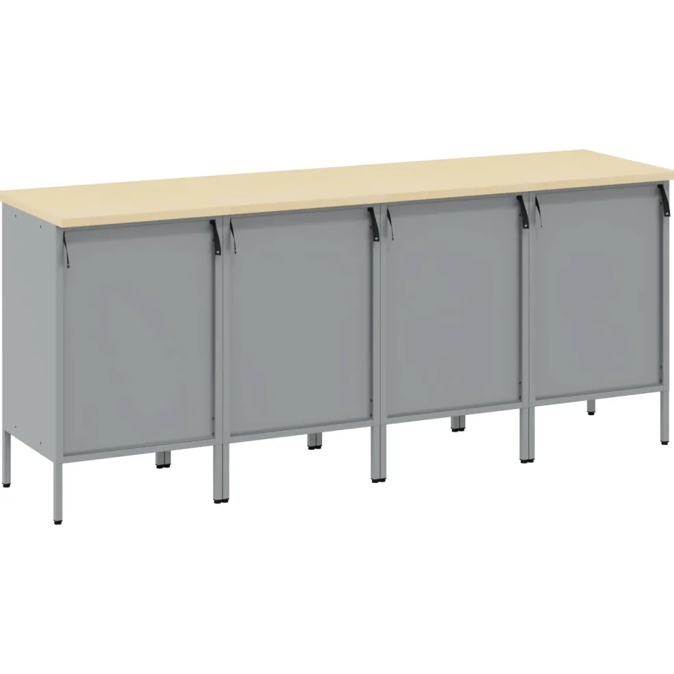 vidaXL Werk kast met lade 4 st Zwart en Grijs 200 x 55 x 85 cm