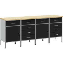 vidaXL Werk kast met lade 4 st Zwart en Grijs 200 x 55 x 85 cm