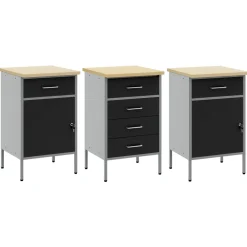 vidaXL Werk kast met lade 3 st Zwart en Grijs 150 x 55 x 85 cm