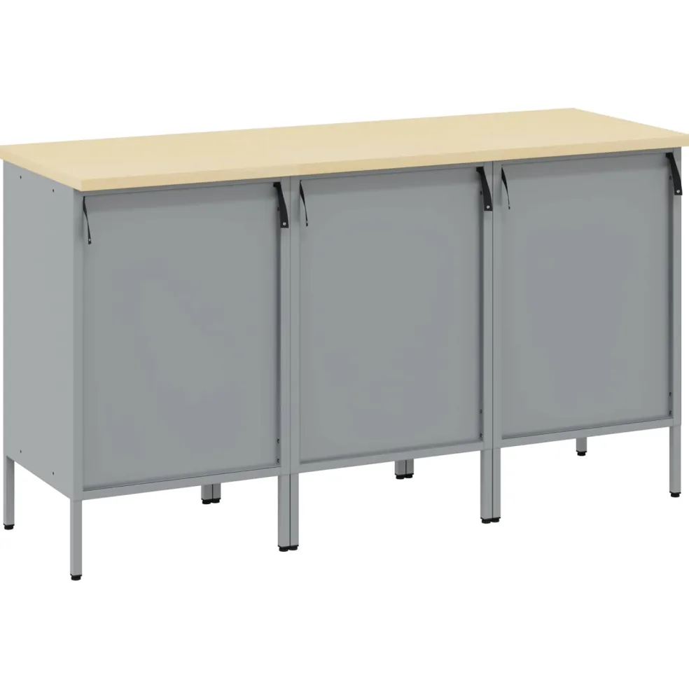 vidaXL Werk kast met lade 3 st Zwart en Grijs 150 x 55 x 85 cm