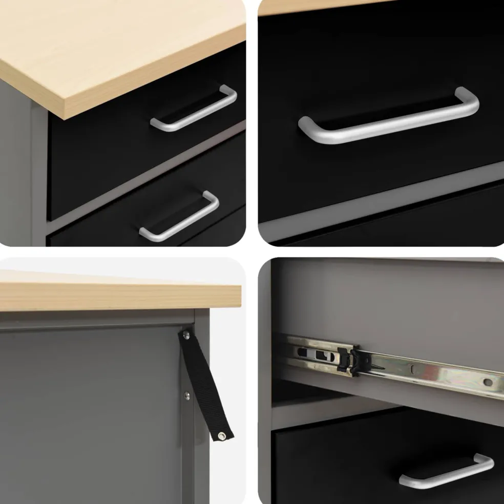 vidaXL Werk kast met lade 3 st Zwart en Grijs 150 x 55 x 85 cm