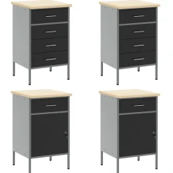 vidaXL Werk kast met lade 10 st Zwart Engineered hout en staal