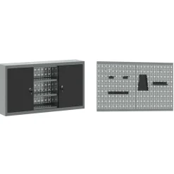 vidaXL Werkkast set met lade met plank met opslag met slot 6 st Zwart