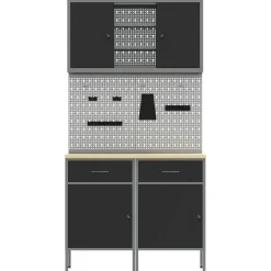 vidaXL Werkkast set met lade met plank met opslag met slot 6 st Zwart