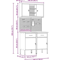 vidaXL Werkkast set met lade met plank met opslag met slot 6 st Zwart