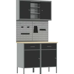vidaXL Werkkast set met lade met plank met opslag met slot 6 st Zwart