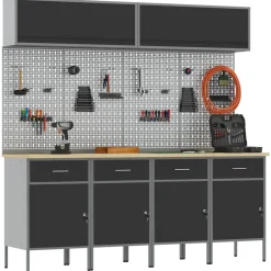 vidaXL Werkkast set met lade met opslag met slot 10 st Zwart