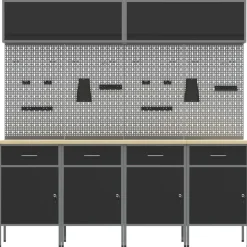 vidaXL Werkkast set met lade met opslag met slot 10 st Zwart