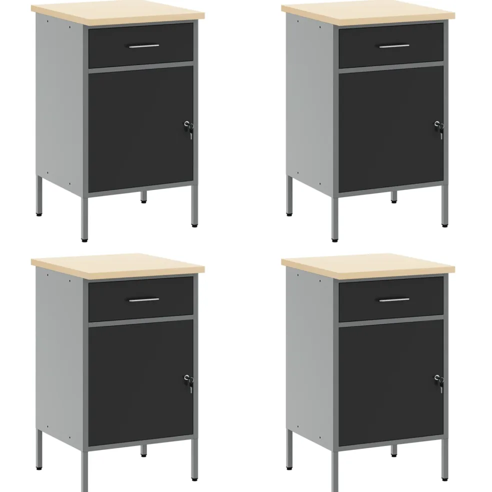vidaXL Werkkast set met lade met opslag met slot 10 st Zwart