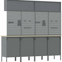 vidaXL Werkkast set met lade met opslag met slot 10 st Zwart