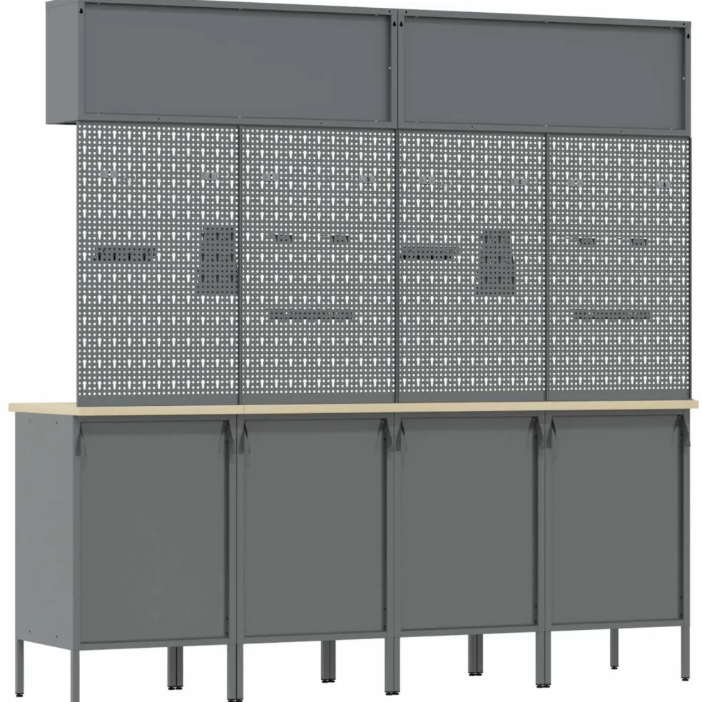 vidaXL Werkkast set met lade met opslag met slot 10 st Zwart