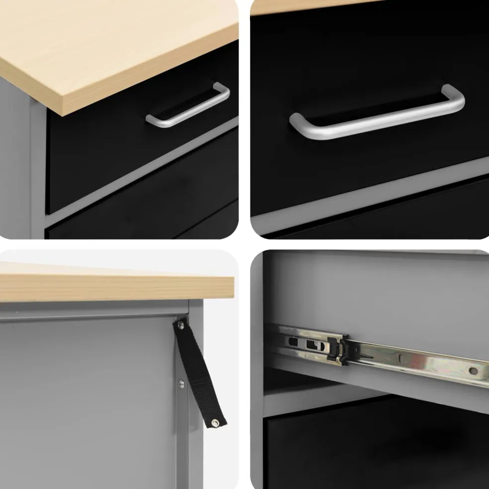 vidaXL Werkkast set met lade met plank met opslag 5 st Zwart