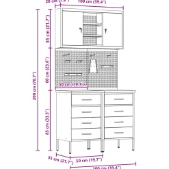 vidaXL Werkkast set met lade met plank met opslag 5 st Zwart