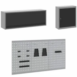 vidaXL Werkkast set met lade met opslag met slot 8 st Zwart
