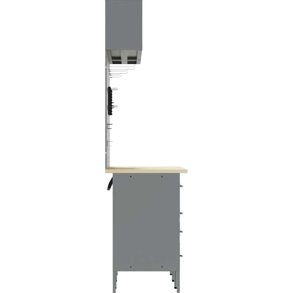 vidaXL Werkkast set met lade met opslag met slot 8 st Zwart