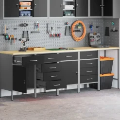 vidaXL Werkkast set met lade met opslag met slot 5 st Zwart