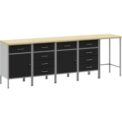 vidaXL Werkkast set met lade met opslag met slot 5 st Zwart