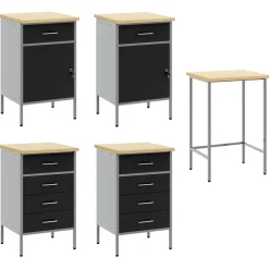 vidaXL Werkkast set met lade met opslag met slot 5 st Zwart