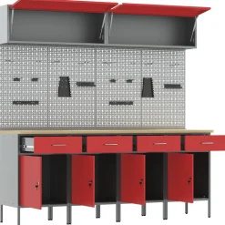 vidaXL Werkkast set 10 st Rood Poedergecoat staal en gefabriceerd hout