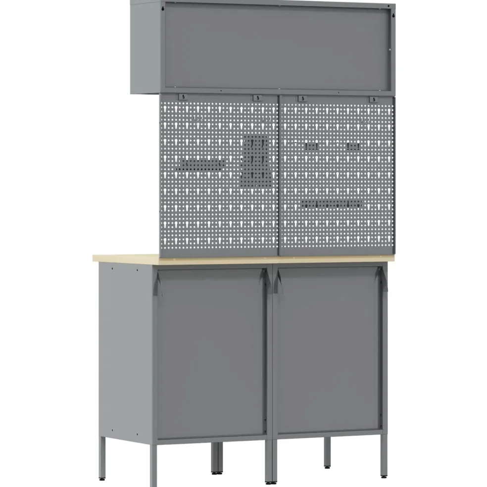 vidaXL Werkkast set 5 st Rood Poedergecoat staal en gefabriceerd hout