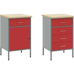 vidaXL Werkkast set 5 st Rood Poedergecoat staal en gefabriceerd hout