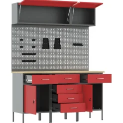 vidaXL Werkkast set 8 st Rood Poedergecoat staal en gefabriceerd hout