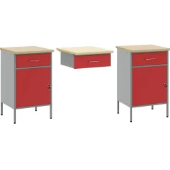 vidaXL Werkkast set 10 st Rood Poedergecoat staal en gefabriceerd hout