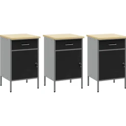 vidaXL Werkkast set 8 st Zwart Poedergecoat staal en gefabriceerd hout