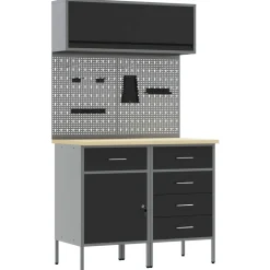 vidaXL Werkkast set 5 st Zwart Poedergecoat staal en gefabriceerd hout