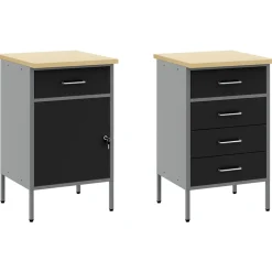 vidaXL Werkkast set 5 st Zwart Poedergecoat staal en gefabriceerd hout