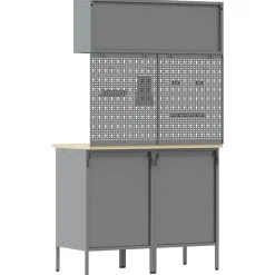 vidaXL Werkkast set 5 st Zwart Poedergecoat staal en gefabriceerd hout