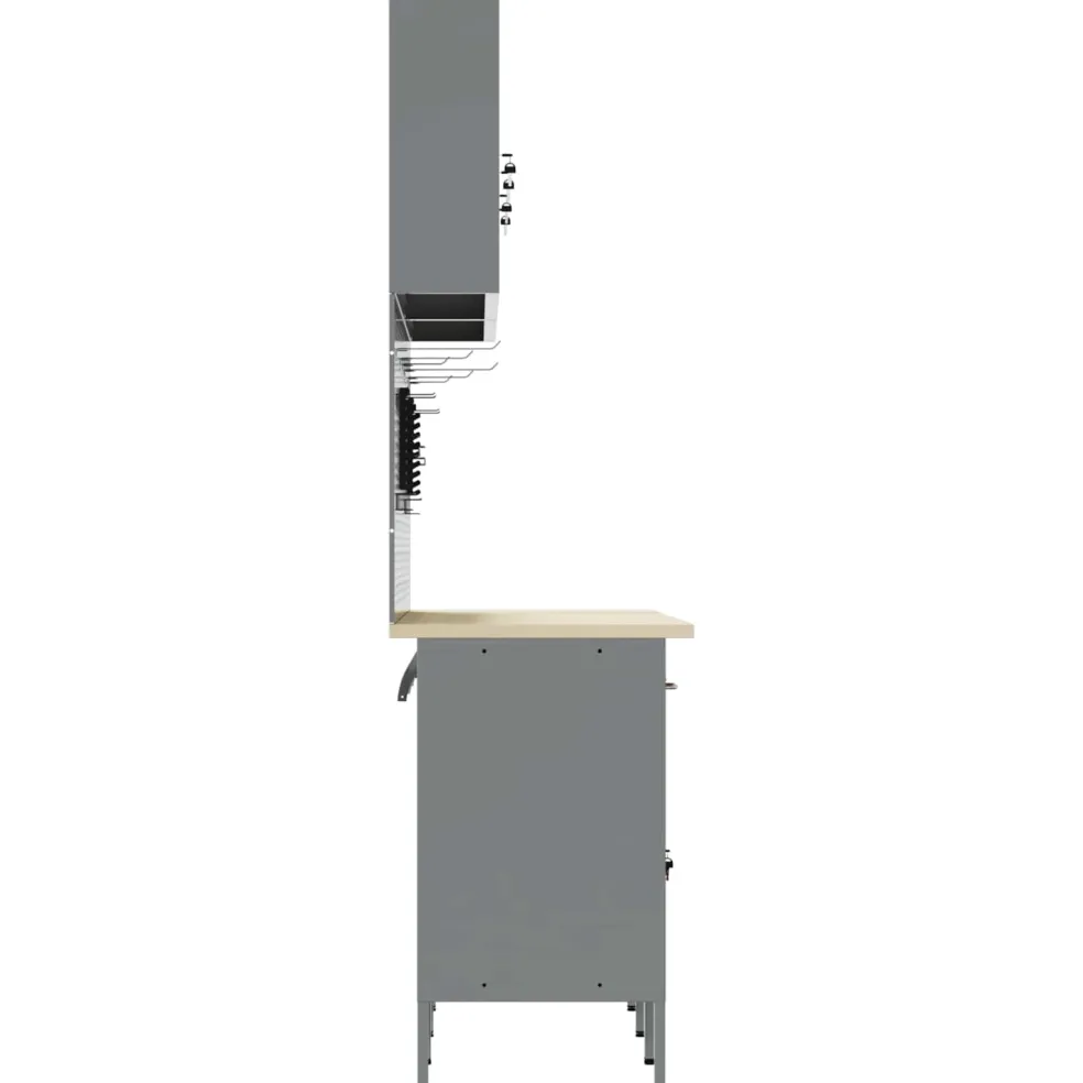 vidaXL Werk kast 10 st Zwart en Grijs Engineered hout en staal