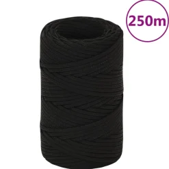 vidaXL Werktouw 2 mm 250 m polyester zwart