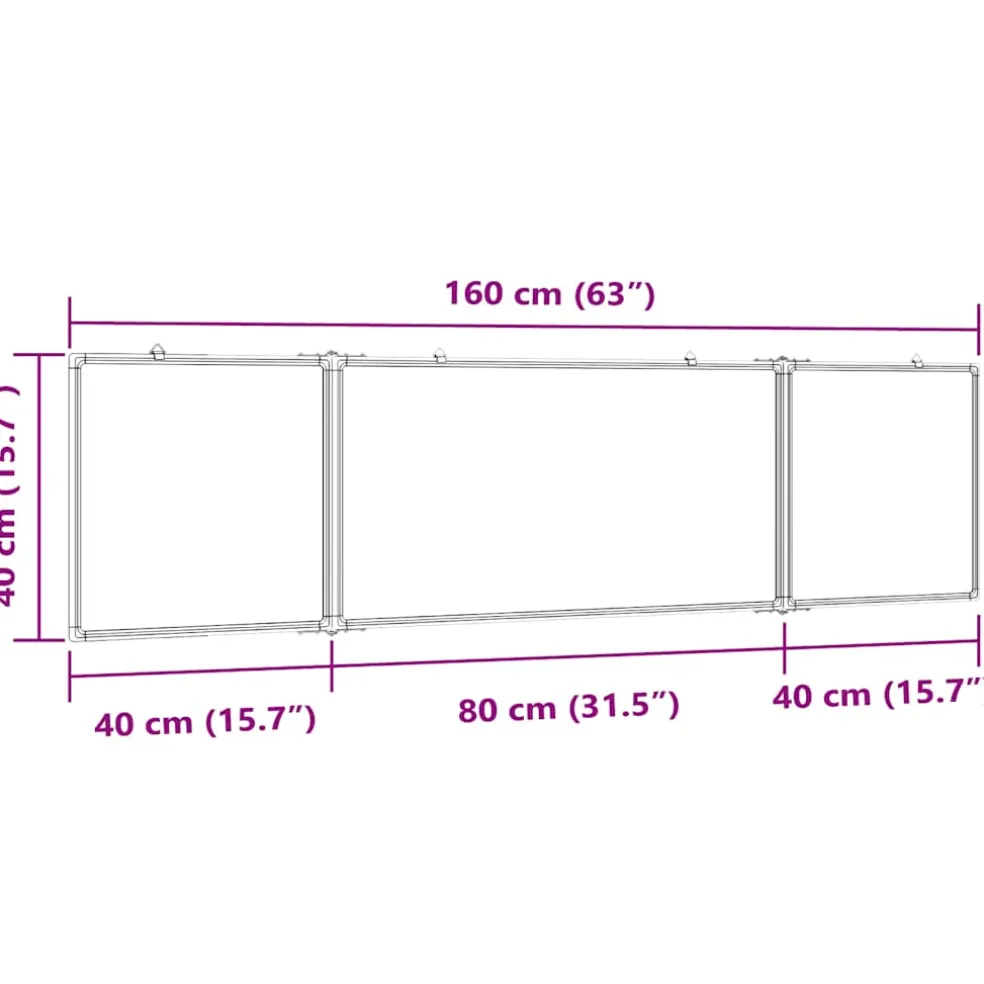 vidaXL Whiteboard magnetisch inklapbaar 160x40x1,7 cm aluminium