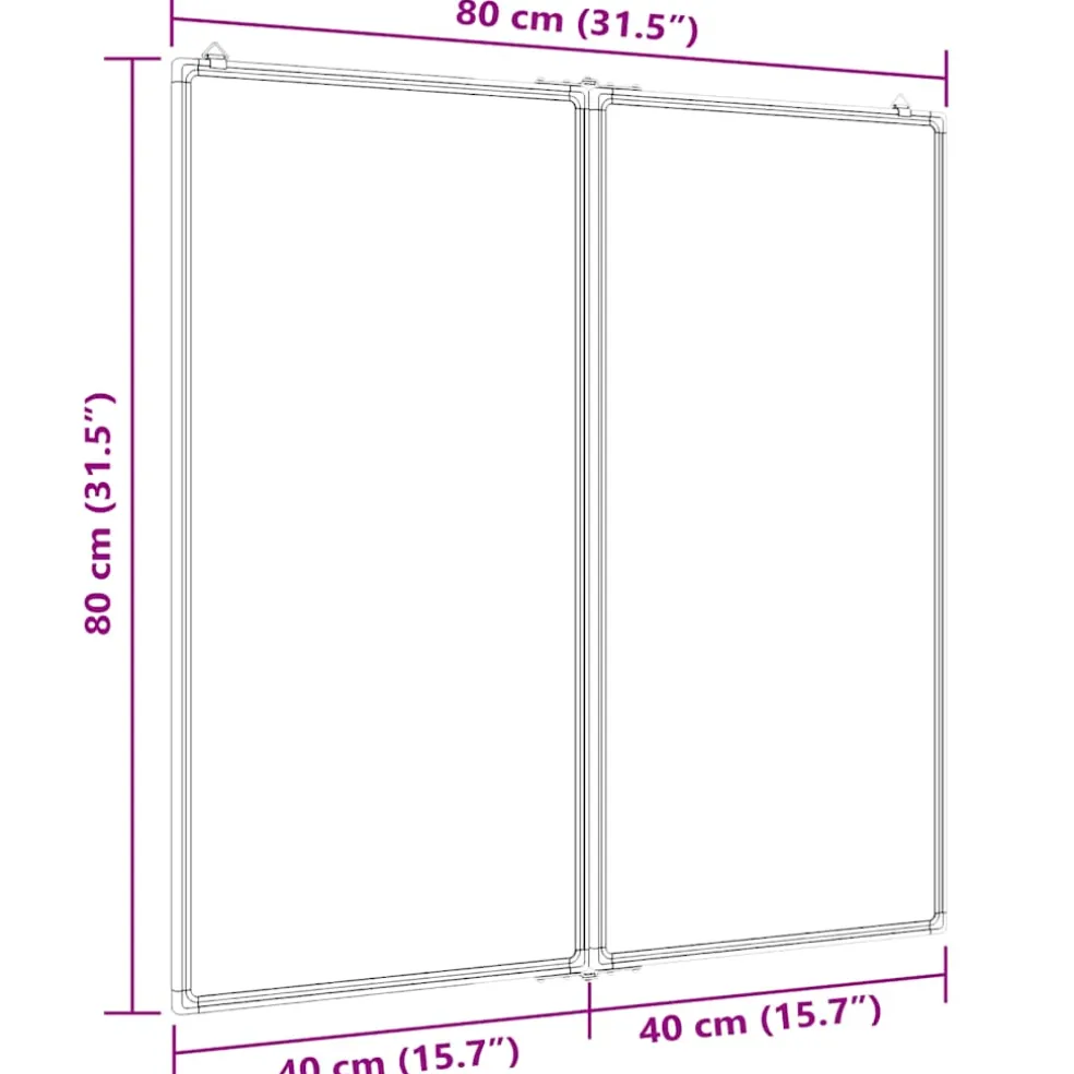 vidaXL Whiteboard magnetisch inklapbaar 80x80x1,7 cm aluminium