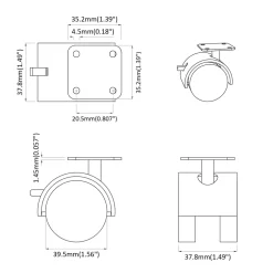 vidaXL Wiel 2 st Zwart 39,5 x 39,5 x 37,8 mm IJzer en Polypropyleen