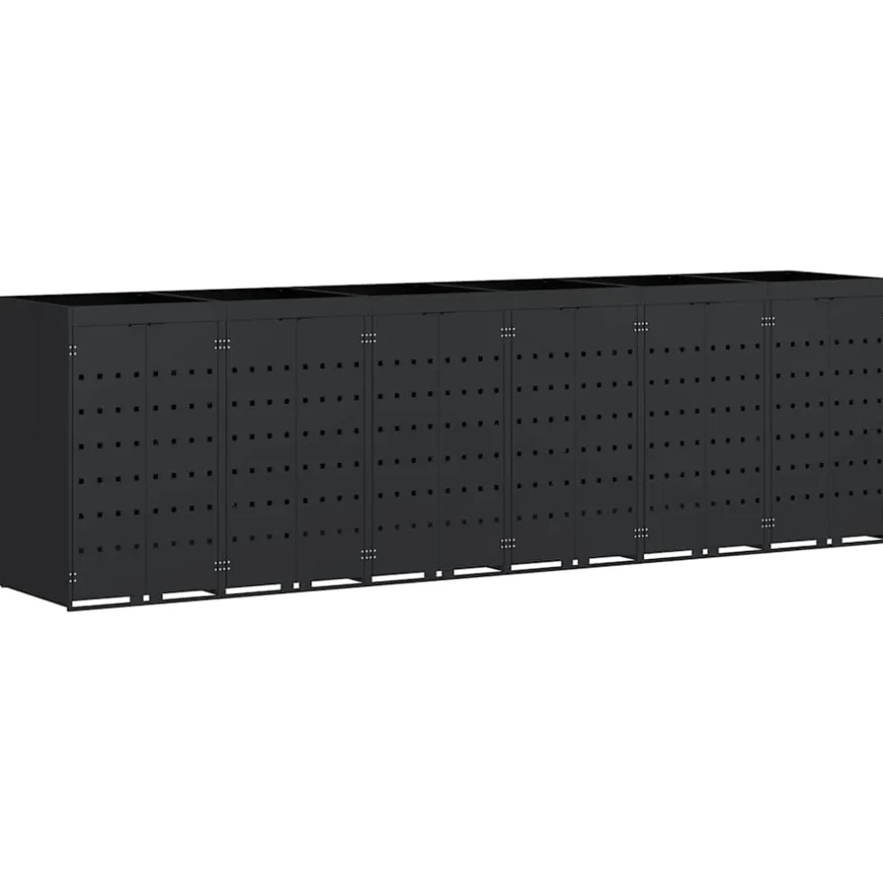 vidaXL Wieltjesbakopslag voor 6 bakken Zwart 408 x 77,5 x 121,5 cm