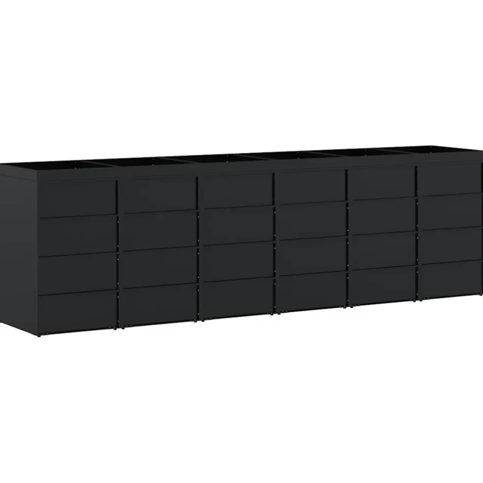 vidaXL Wieltjesbakopslag voor 6 bakken Zwart 408 x 77,5 x 121,5 cm